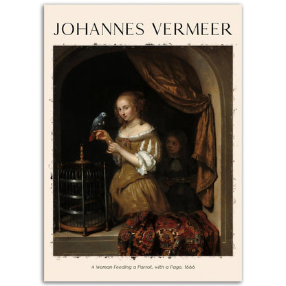 Eine Frau, die einen Papagei füttert Johannes Vermeer - Printree.ch abstrakte frauen, frau, Frauen, Kunst, Malen, Maler, Malerei, Meisterwerk