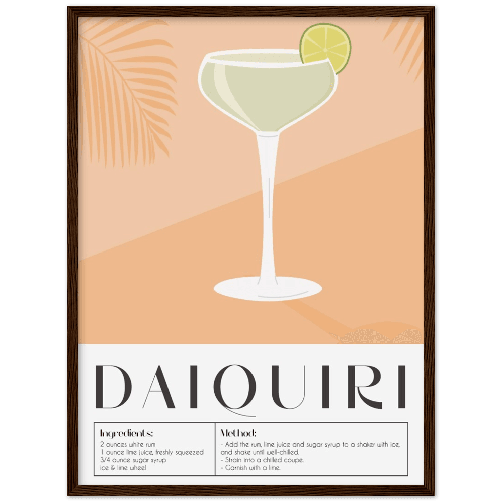 Elegantes Daiquiri-Poster in Museumsqualität - Printree.ch alkohol, bar, blaue lagune, cocktail, eis, erfrischung, flüssigkeit, frisch, getränk, glas, hintergrund, illustration, isoliert, kalt, kirsche, lebensmittel, limette, limonade, martini, minze, obst, orange, pina colada, saft, sommer, süss, tropisch, wein, zitrone