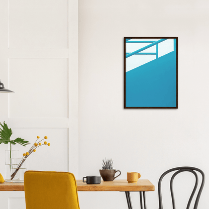 Geländer Blau minimalistischer Lebensstil - Printree.ch Architektur, blau, Brücke, Bungalows, Dach, Dächer, Form, Foto, Fotografie, Gebäude, grossstädtisch, Horizont, im Freien, Immobilien, klarer blauer Himmel, Klima, Küste, Metropole, minimalistisch, Natur, niemand, Perspektive, Reisen, riesig, Sommer, Strand, Struktur, Treppe, urban, Wasser, Zement