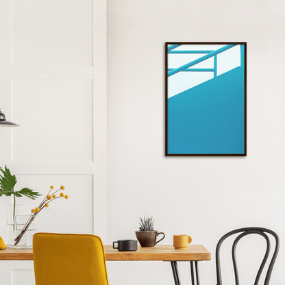 Geländer Blau minimalistischer Lebensstil - Printree.ch Architektur, blau, Brücke, Bungalows, Dach, Dächer, Form, Foto, Fotografie, Gebäude, grossstädtisch, Horizont, im Freien, Immobilien, klarer blauer Himmel, Klima, Küste, Metropole, minimalistisch, Natur, niemand, Perspektive, Reisen, riesig, Sommer, Strand, Struktur, Treppe, urban, Wasser, Zement