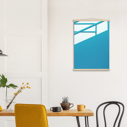 Geländer Blau minimalistischer Lebensstil - Printree.ch Architektur, blau, Brücke, Bungalows, Dach, Dächer, Form, Foto, Fotografie, Gebäude, grossstädtisch, Horizont, im Freien, Immobilien, klarer blauer Himmel, Klima, Küste, Metropole, minimalistisch, Natur, niemand, Perspektive, Reisen, riesig, Sommer, Strand, Struktur, Treppe, urban, Wasser, Zement