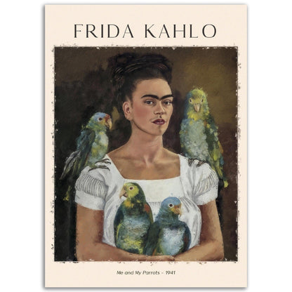 Ich und meine Papageien Gemälde von Frida Kahlo - Printree.ch abstrakte frauen, frau, Frauen, Kunst, Malen, Maler, Malerei, Meisterwerk