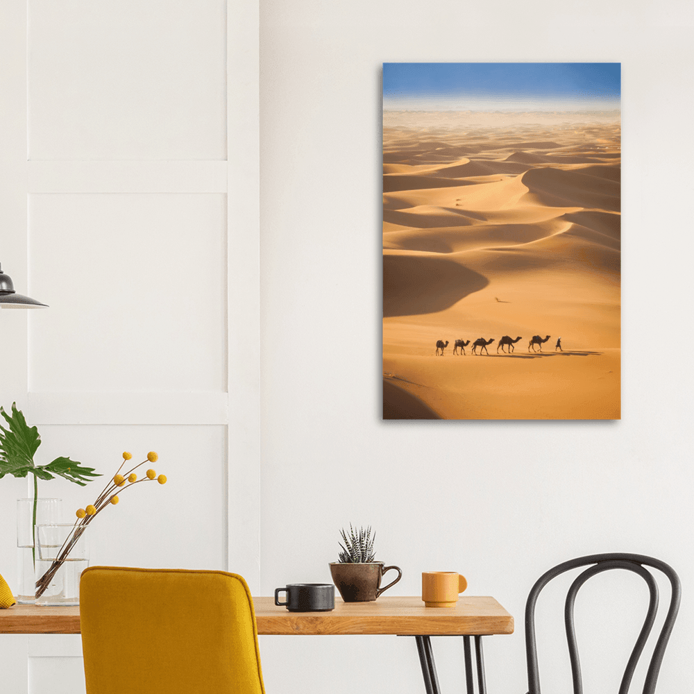 Karawanne - Printree.ch Abenteuer, Afrika, arabisch, Dromedar, Düne, Dünen, Fotografie, heiss, Himmel, im Freien, Kamel, Kamele, Karawane, Landschaft, Marokko, Natur, Reise, Safari, Sahara, Sand, Silhouette, Sommer, Sonne, Sonnenuntergang, Tier, Tourismus, Tourist, trocken, Wüste