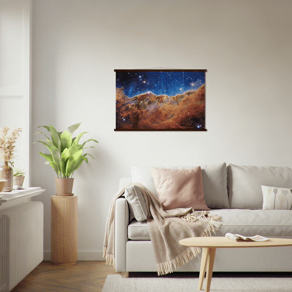 „Kosmische Klippen“ im Carina-Nebel (NIRCam-Bild) - Printree.ch Astronomie, Carina-Nebel, Deep-Space-Fotografie, Foto, Fotografie, Galaxie, Kosmische Klippen, NASA, Nebel, NIRCam, Plakat, space, Sternentstehung, Universum, WEBB, Weltraum