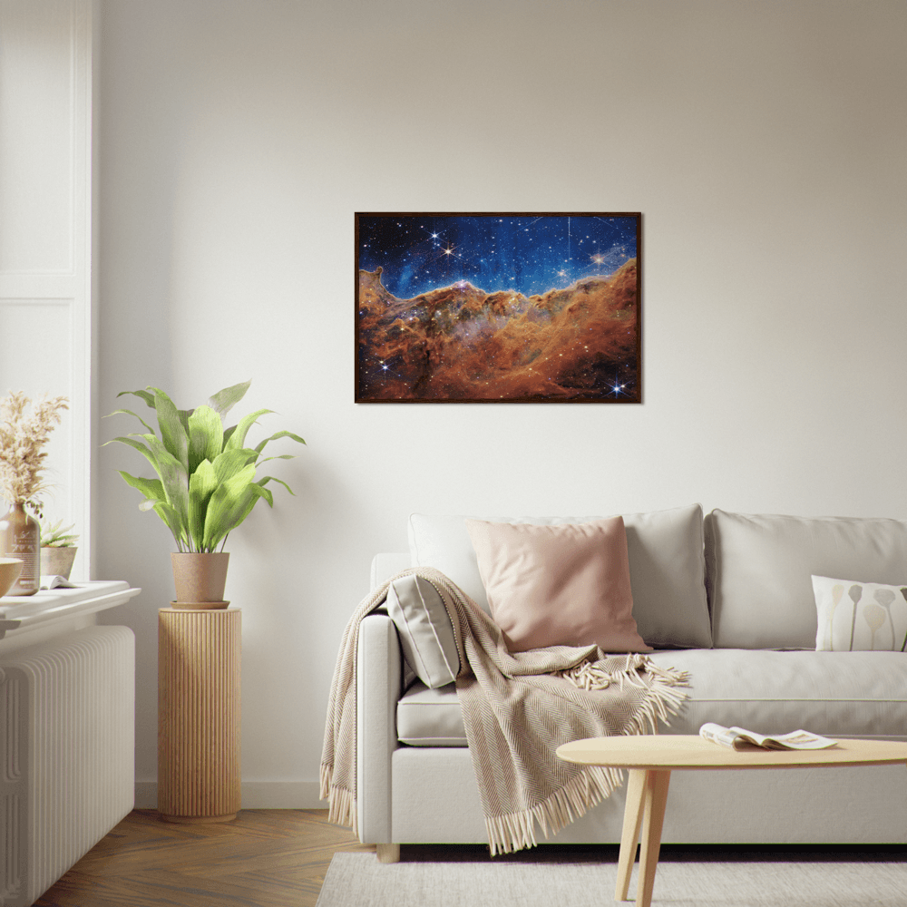 „Kosmische Klippen“ im Carina-Nebel (NIRCam-Bild) - Printree.ch Astronomie, Carina-Nebel, Deep-Space-Fotografie, Foto, Fotografie, Galaxie, Kosmische Klippen, NASA, Nebel, NIRCam, Plakat, space, Sternentstehung, Universum, WEBB, Weltraum