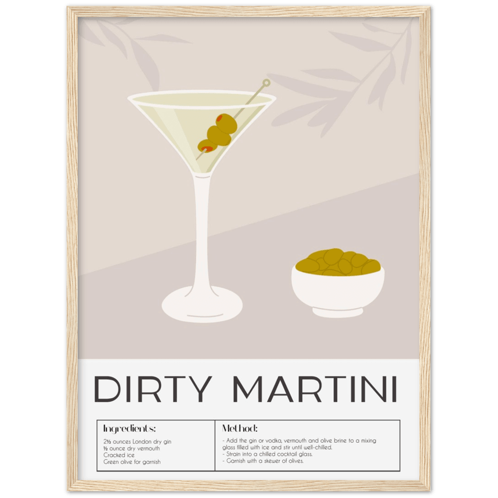 Kunstvolles Dirty Martiny Poster - Printree.ch alkohol, bar, blaue lagune, cocktail, eis, erfrischung, flüssigkeit, frisch, getränk, glas, hintergrund, illustration, isoliert, kalt, kirsche, lebensmittel, limette, limonade, martini, minze, obst, orange, pina colada, saft, sommer, süss, tropisch, wein, zitrone