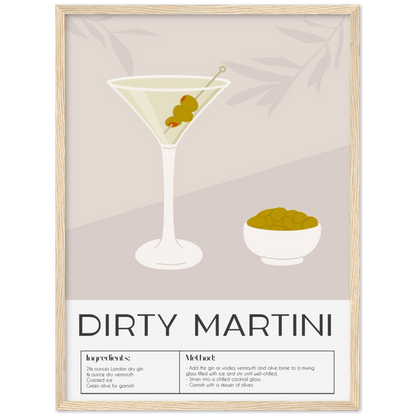 Kunstvolles Dirty Martiny Poster - Printree.ch alkohol, bar, blaue lagune, cocktail, eis, erfrischung, flüssigkeit, frisch, getränk, glas, hintergrund, illustration, isoliert, kalt, kirsche, lebensmittel, limette, limonade, martini, minze, obst, orange, pina colada, saft, sommer, süss, tropisch, wein, zitrone