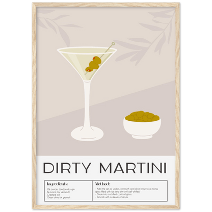 Kunstvolles Dirty Martiny Poster - Printree.ch alkohol, bar, blaue lagune, cocktail, eis, erfrischung, flüssigkeit, frisch, getränk, glas, hintergrund, illustration, isoliert, kalt, kirsche, lebensmittel, limette, limonade, martini, minze, obst, orange, pina colada, saft, sommer, süss, tropisch, wein, zitrone