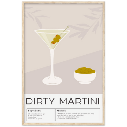 Kunstvolles Dirty Martiny Poster - Printree.ch alkohol, bar, blaue lagune, cocktail, eis, erfrischung, flüssigkeit, frisch, getränk, glas, hintergrund, illustration, isoliert, kalt, kirsche, lebensmittel, limette, limonade, martini, minze, obst, orange, pina colada, saft, sommer, süss, tropisch, wein, zitrone