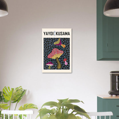 Kusama Pilze - Lebendige Kunstposter für Ihr Zuhause oder Büro - Printree.ch blau, blume, cartoon, charakter, dame, design, feier, feministisch, frau künstlerin, grafik, haar, hintergrund, illustration, japan, japanisch, japanische künstlerin, jung, kultur, menschen, mode, niedlich, pop art, punkte, schön, schönheit, vektor, weiblich, yayoi, yayoi kusama