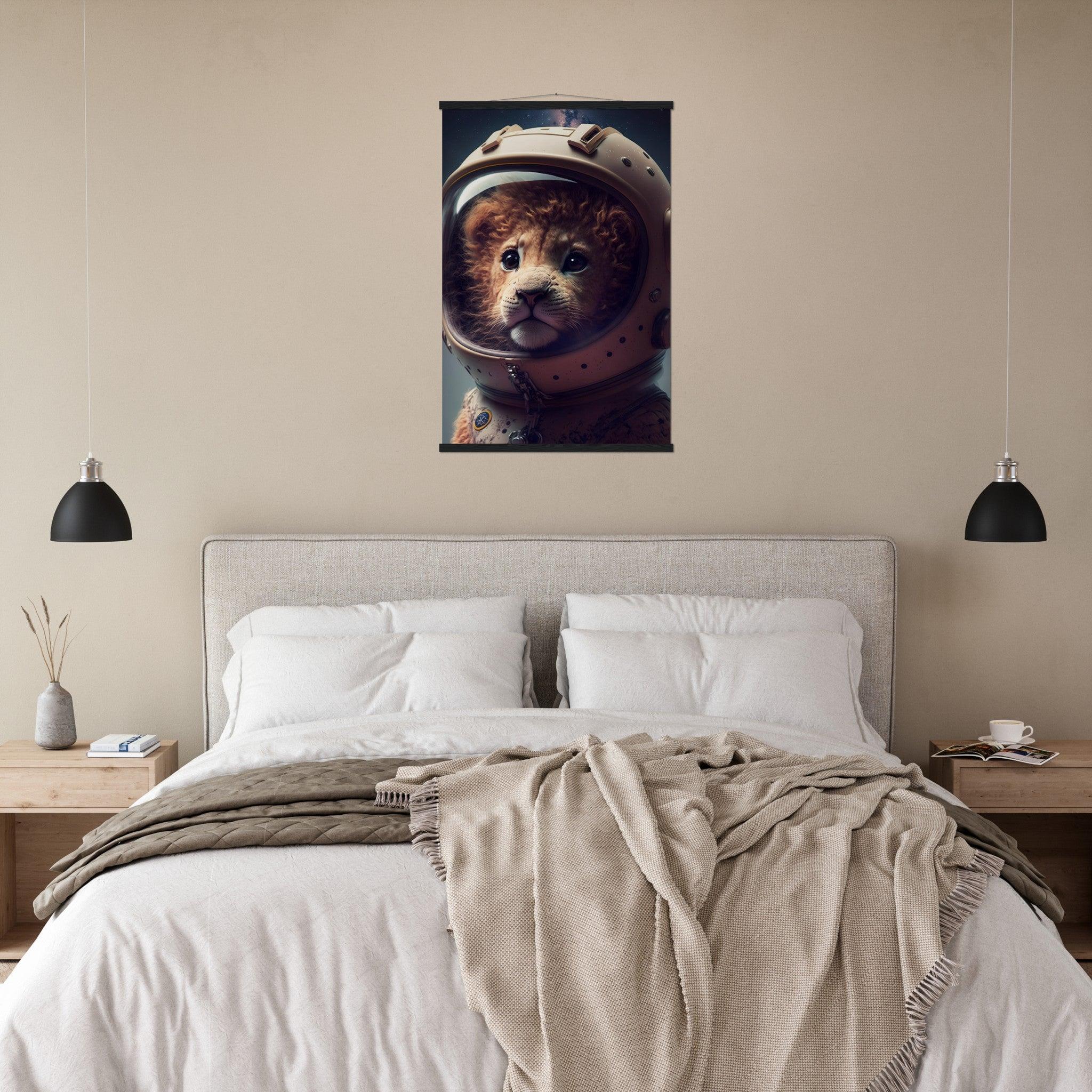 Löwe Baby Astronaut Portrait - Printree.ch 3d illustration, Astronaut, Poster