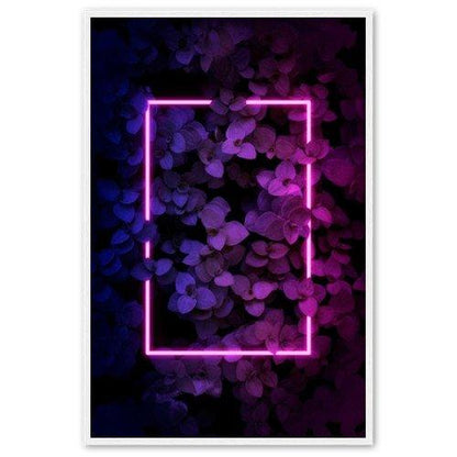 Neon-Glanz Poster - Printree.ch 3d, abstrakt, blatt, blumen, blätter, bunt, cyberpunk, dekoration, design, dunkel, einladung, farbe, hintergrund, Illustration, konzept, kreativ, layout, licht, minimal, mode, modern, muster, natur, natürlich, neon, palme, rahmen, rendering, sommer, tropisch, wald