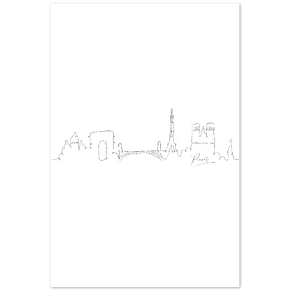 Paris Line Art Poster: Zeitlose Eleganz für dein Zuhause - Printree.ch Hand, hand drawn, handgezeichnet, Illustration, line, Line-Art, skyline