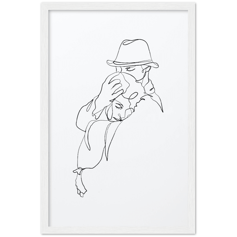 Premium Kunstdrucke - Hochwertige Poster für eine stilvolle Wandgestaltung - Printree.ch age, concept, continuous, couple, drawing, family, graphic, hand drawn, happiness, happy, illustration, isolated, line, Line-Art, love, man, minimalist, one, one line, outline, people, personalisiert, relationship, romance, romantic, Silhouette, sketch, together, vector, wedding, woman