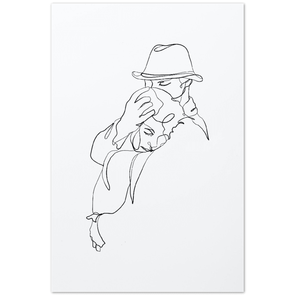 Premium Kunstdrucke - Hochwertige Poster für eine stilvolle Wandgestaltung - Printree.ch age, concept, continuous, couple, drawing, family, graphic, hand drawn, happiness, happy, illustration, isolated, line, Line-Art, love, man, minimalist, one, one line, outline, people, personalisiert, relationship, romance, romantic, Silhouette, sketch, together, vector, wedding, woman