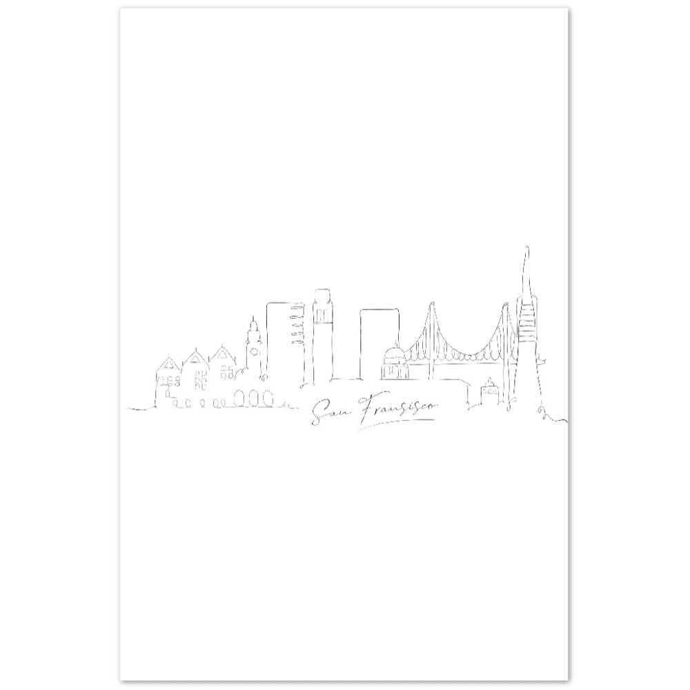 San Francisco Linienkunst Poster - Printree.ch Hand, hand drawn, handgezeichnet, Illustration, line, Line-Art, skyline