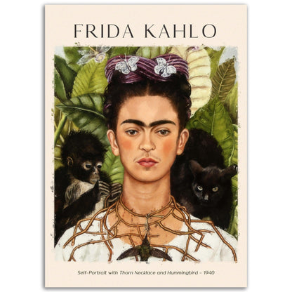 Selbstporträt mit Dornenkette und Kolibri Frida Kahlo - Printree.ch abstrakte frauen, frau, Frauen, Kunst, Malen, Maler, Malerei, Meisterwerk