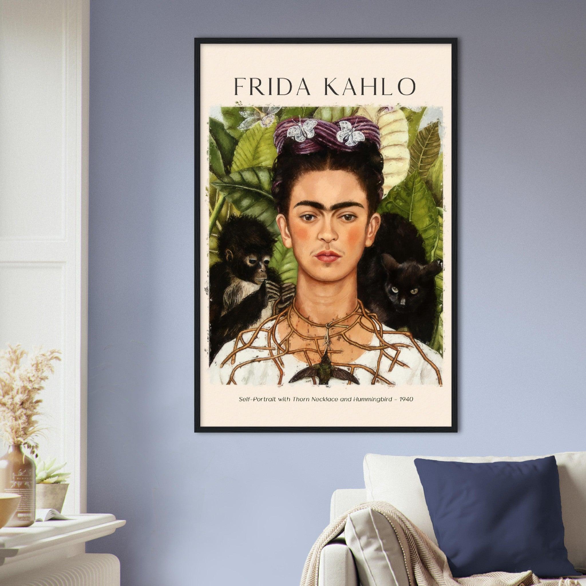 Selbstporträt mit Dornenkette und Kolibri Frida Kahlo - Printree.ch abstrakte frauen, frau, Frauen, Kunst, Malen, Maler, Malerei, Meisterwerk