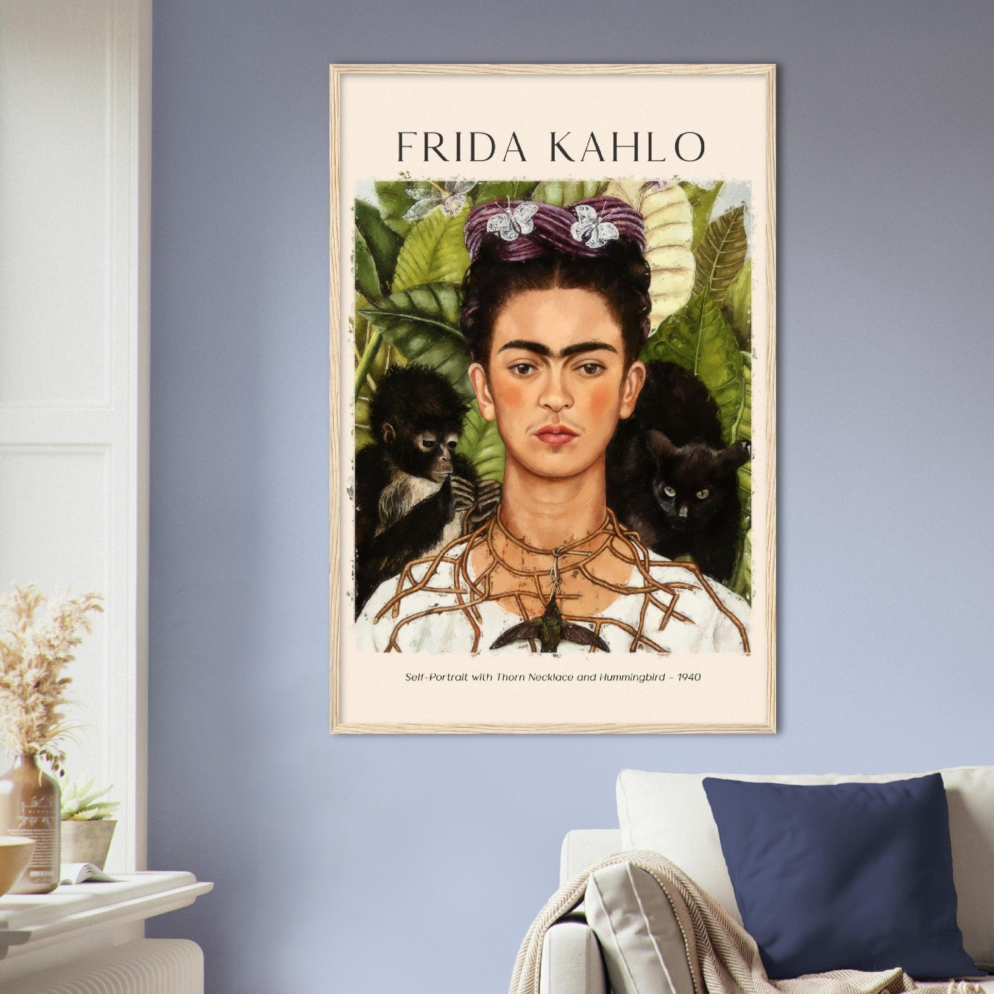 Selbstporträt mit Dornenkette und Kolibri Frida Kahlo - Printree.ch abstrakte frauen, frau, Frauen, Kunst, Malen, Maler, Malerei, Meisterwerk