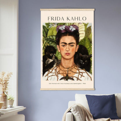 Selbstporträt mit Dornenkette und Kolibri Frida Kahlo - Printree.ch abstrakte frauen, frau, Frauen, Kunst, Malen, Maler, Malerei, Meisterwerk