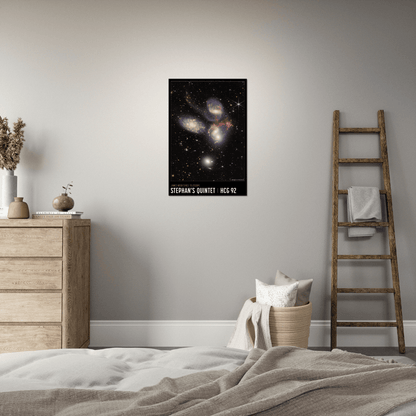 Stephans Quintett Poster - Printree.ch Astronomie, Deep-Space-Fotografie, Foto, Fotografie, Galaxien, Galaxienhaufen, Hubble-Weltraumteleskop, Kollision, Kosmos, NASA, Poster, space, Stephans Quintett, Sternentstehung, Universum, WEBB, Weltraum