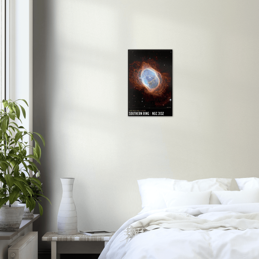 Südlicher Ringnebel Poster - Printree.ch Astronomie, astronomisches Objekt, Deep-Space-Fotografie, Foto, Fotografie, Galaxie, Himmelskörper, NASA, Nebel, Poster, space, Sternbild, südlicher Ringnebel, Universum, WEBB, Weltraum