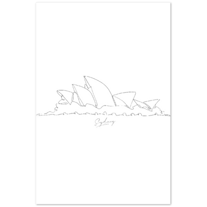 Sydney Linienkunst Poster - Printree.ch Hand, hand drawn, handgezeichnet, Illustration, line, Line-Art, skyline