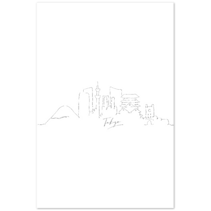 Tokyo Linienkunst Poster - Printree.ch Hand, hand drawn, handgezeichnet, Illustration, line, Line-Art, skyline