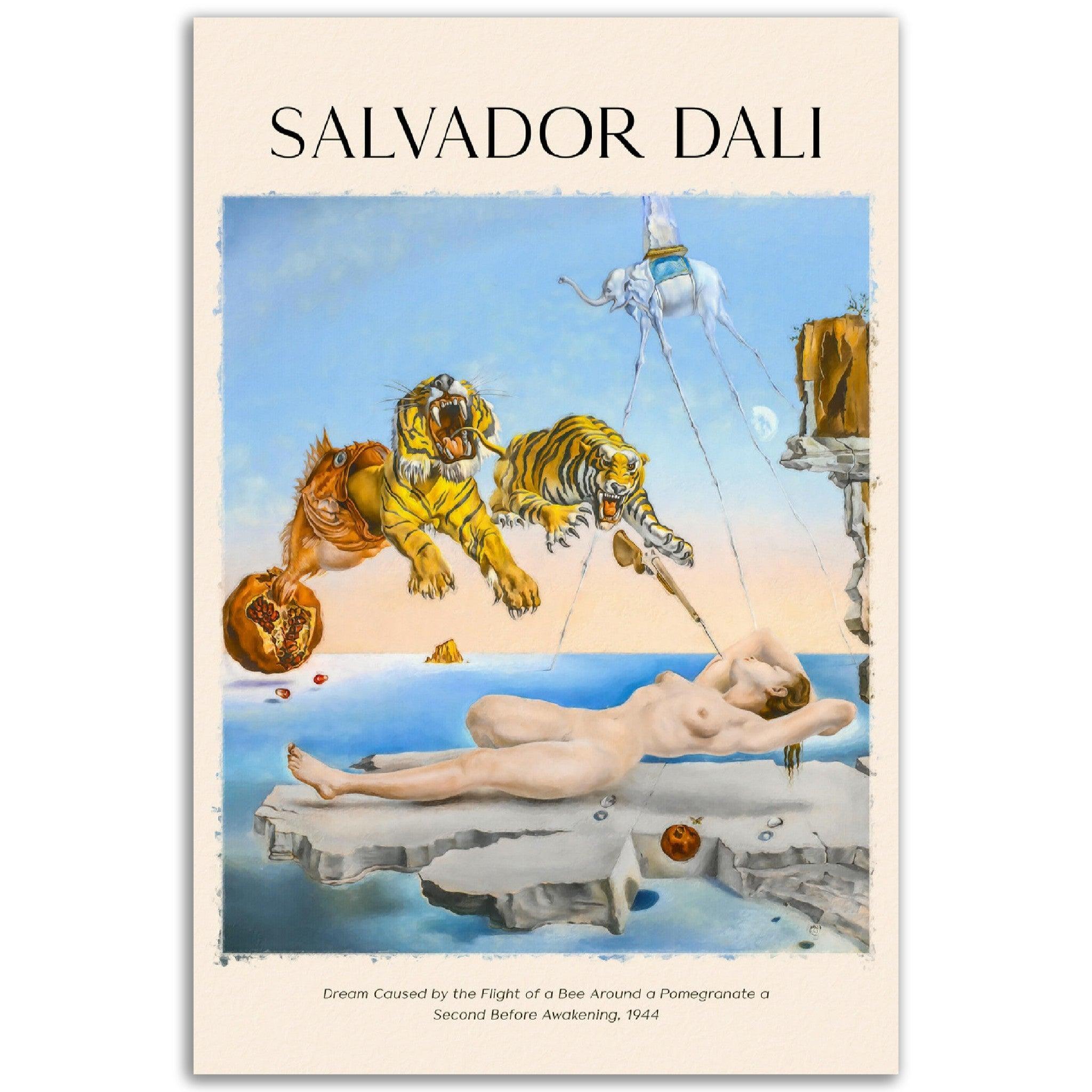 Traum, verursacht durch den Flug einer Biene um einen Granatapfel, eine Sekunde vor dem Aufwachen Gemälde von Salvador Dalí - Printree.ch Kunst, Malen, Maler, Malerei, Meisterwerk