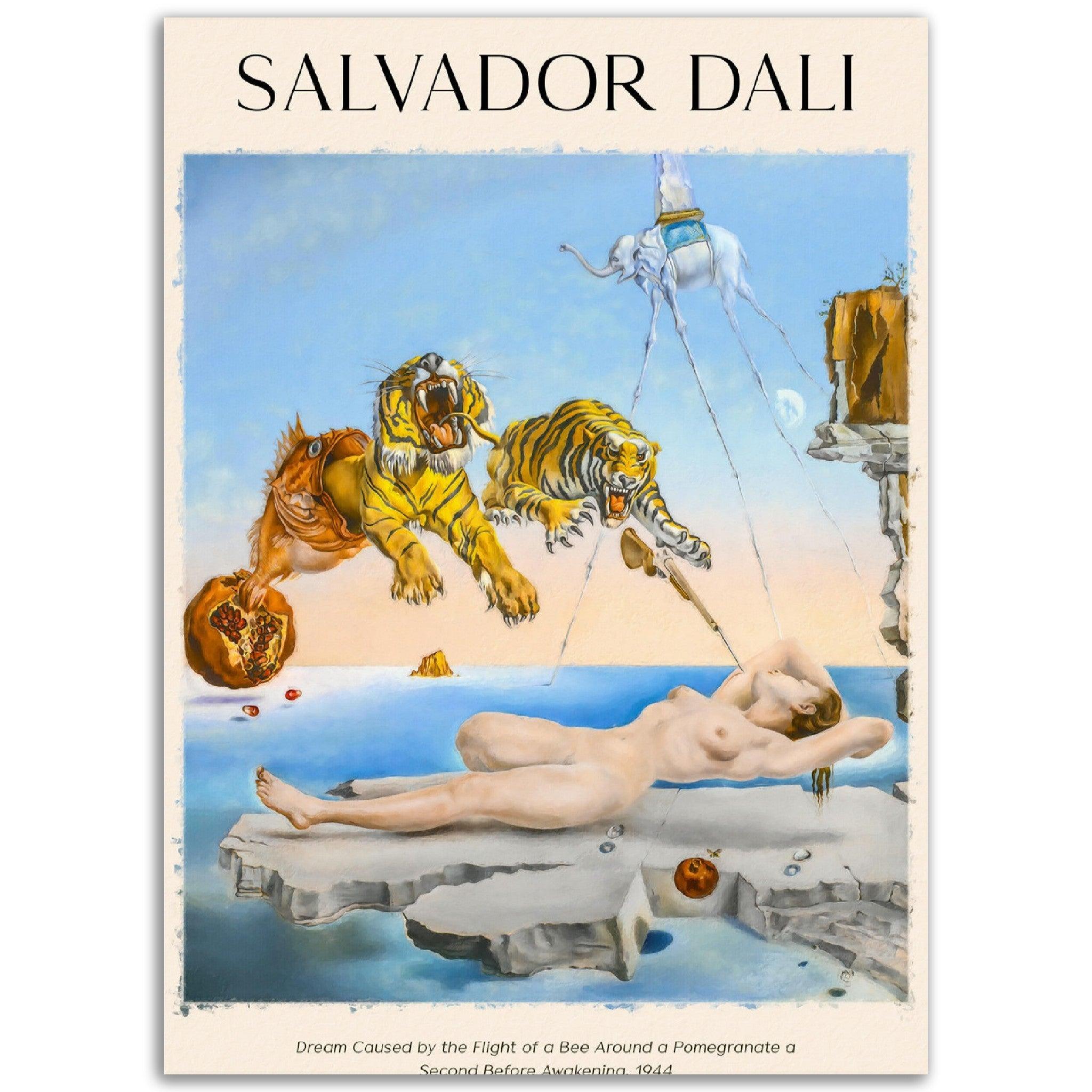 Traum, verursacht durch den Flug einer Biene um einen Granatapfel, eine Sekunde vor dem Aufwachen Gemälde von Salvador Dalí - Printree.ch Kunst, Malen, Maler, Malerei, Meisterwerk