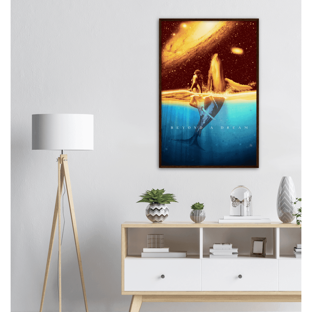 Traumhaftes Wandposter - Printree.ch abstrakt, Aquarell, Ausdruck, blau, Cartoon, dunkel, Fantasie, Fisch, Frieden, friedlich, Galaxie, Grafik, Himmel, Hintergrund, Illustration, Karte, Kunst, Meer, Nacht, Natur, Phantasie, schwimmen, Stern, tief, Tier, Traum, Wal, weiß, Zeichnung