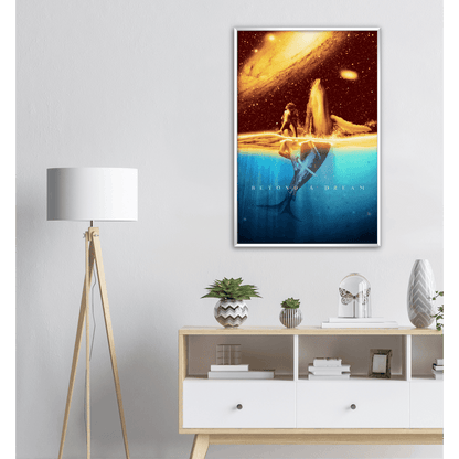 Traumhaftes Wandposter - Printree.ch abstrakt, Aquarell, Ausdruck, blau, Cartoon, dunkel, Fantasie, Fisch, Frieden, friedlich, Galaxie, Grafik, Himmel, Hintergrund, Illustration, Karte, Kunst, Meer, Nacht, Natur, Phantasie, schwimmen, Stern, tief, Tier, Traum, Wal, weiß, Zeichnung