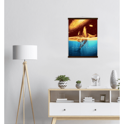 Traumhaftes Wandposter - Printree.ch abstrakt, Aquarell, Ausdruck, blau, Cartoon, dunkel, Fantasie, Fisch, Frieden, friedlich, Galaxie, Grafik, Himmel, Hintergrund, Illustration, Karte, Kunst, Meer, Nacht, Natur, Phantasie, schwimmen, Stern, tief, Tier, Traum, Wal, weiß, Zeichnung