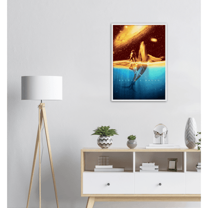 Traumhaftes Wandposter - Printree.ch abstrakt, Aquarell, Ausdruck, blau, Cartoon, dunkel, Fantasie, Fisch, Frieden, friedlich, Galaxie, Grafik, Himmel, Hintergrund, Illustration, Karte, Kunst, Meer, Nacht, Natur, Phantasie, schwimmen, Stern, tief, Tier, Traum, Wal, weiß, Zeichnung