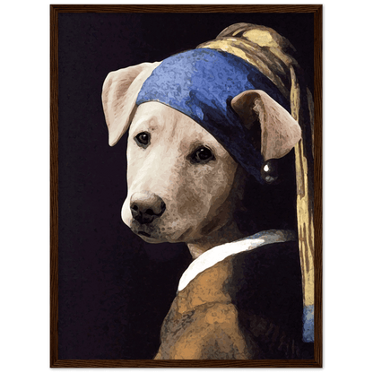 Vermeers Hund mit Ohrgehänge - Museumsposter - Printree.ch berühmt, Design, Gesicht, Hintergrund, Illustration, Kultur, Kunst, Kunstwerk, Künstler, Malerei, Meisterwerk, Menschen, modern, Museum, Mädchen, Ohrring, Perle, Person, Porträt, Religion, Reproduktion, schwarz, schön, Schönheit, Vermeer, weiblich, Zeichnung