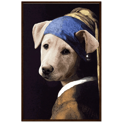 Vermeers Hund mit Ohrgehänge - Museumsposter - Printree.ch berühmt, Design, Gesicht, Hintergrund, Illustration, Kultur, Kunst, Kunstwerk, Künstler, Malerei, Meisterwerk, Menschen, modern, Museum, Mädchen, Ohrring, Perle, Person, Porträt, Religion, Reproduktion, schwarz, schön, Schönheit, Vermeer, weiblich, Zeichnung