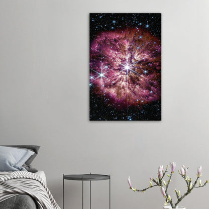 Wolf-Rayet 124: Atemberaubendes Weltraum-Poster des James-Webb-Weltraumteleskops - Printree.ch alternder Stern, astronomische Kunst, Gasnebel, hintergrund, Hintergrundgalaxien, Hintergrundsterne, James-Webb-Weltraumteleskop, Mittelinfrarot, Nahinfrarot, Poster, Staubnebel, Sternenwind, WEBB, Weltraum-Poster, Wolf-Rayet 124